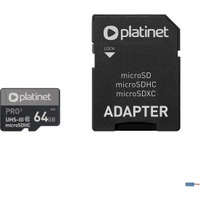 Karta pamięci Micro SDhc + adapter 64GB class10 UIII A1 90MB/s Platinet PMMSDX64UI